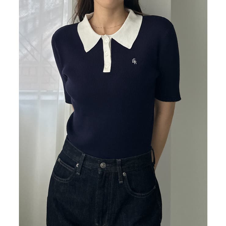 Louere ロゴ刺繍半袖リブニットポロ | Louere | 詳細画像11 