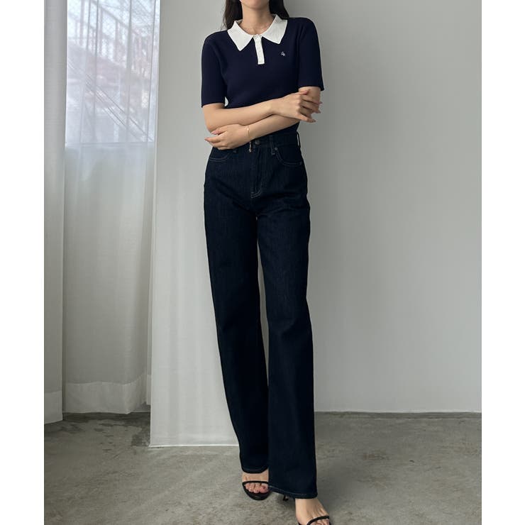 Louere ロゴ刺繍半袖リブニットポロ | Louere | 詳細画像13 