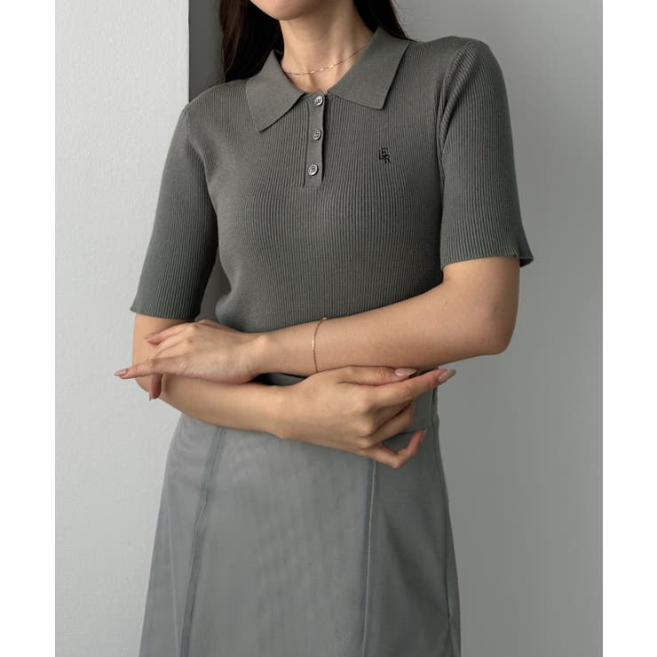 Louere ロゴ刺繍半袖リブニットポロ | Louere | 詳細画像20 