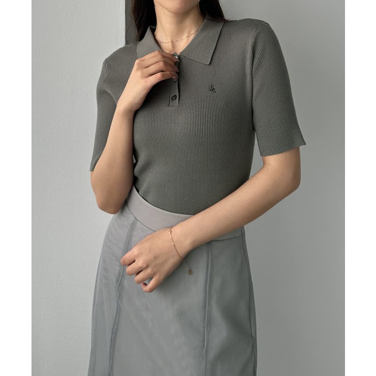 Louere ロゴ刺繍半袖リブニットポロ | Louere | 詳細画像22 