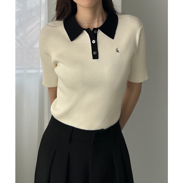 Louere ロゴ刺繍半袖リブニットポロ | Louere | 詳細画像7 