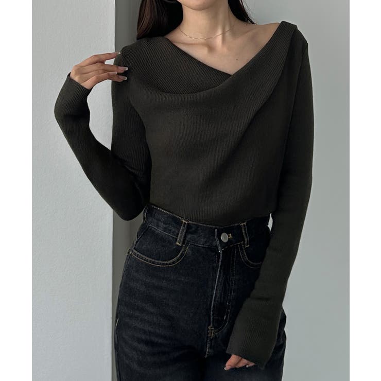 Louere 薄手ドレープリブニットトップス | Louere | 詳細画像11 