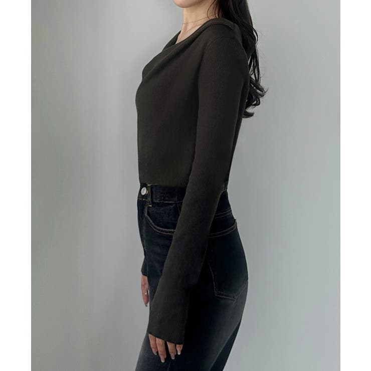 Louere 薄手ドレープリブニットトップス | Louere | 詳細画像12 