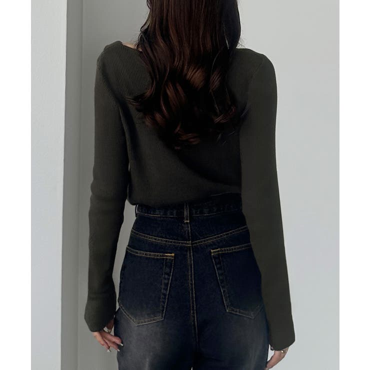 Louere 薄手ドレープリブニットトップス | Louere | 詳細画像13 