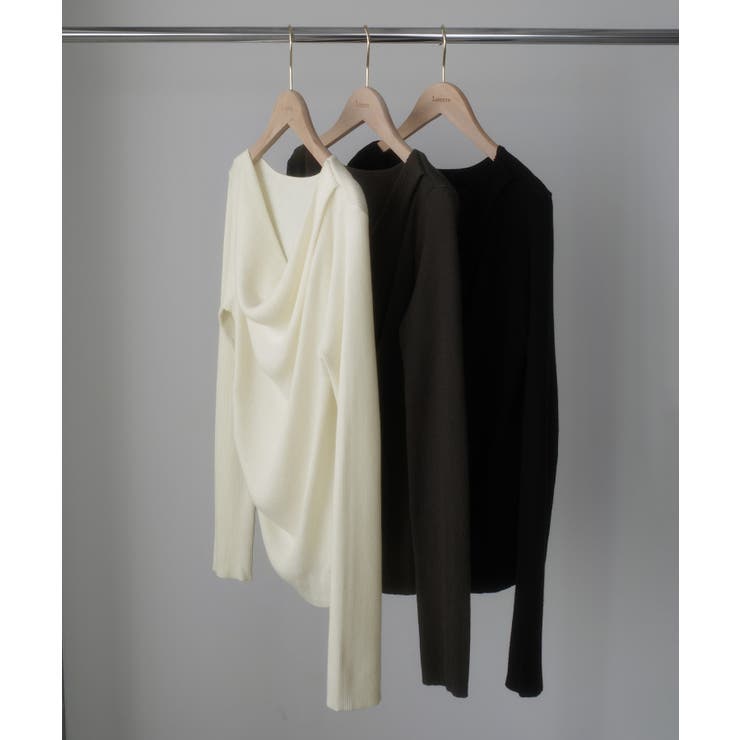 Louere 薄手ドレープリブニットトップス | Louere | 詳細画像16 