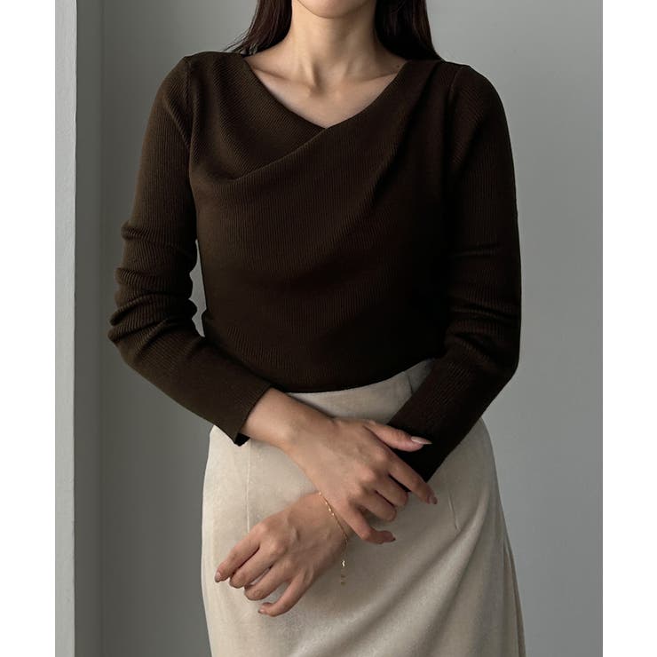 Louere 薄手ドレープリブニットトップス | Louere | 詳細画像19 