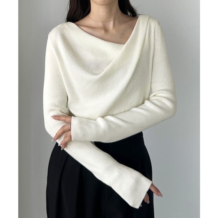 Louere 薄手ドレープリブニットトップス | Louere | 詳細画像6 