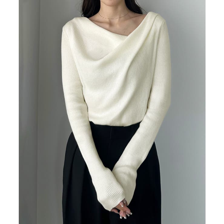 Louere 薄手ドレープリブニットトップス | Louere | 詳細画像7 