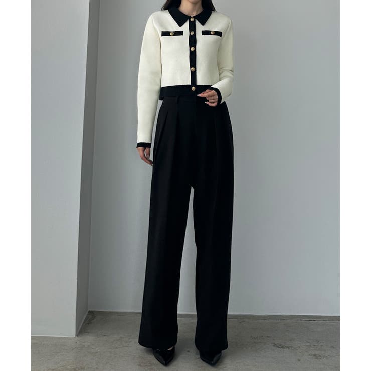 Louere バイカラー襟付きニットカーディガン | Louere | 詳細画像10 