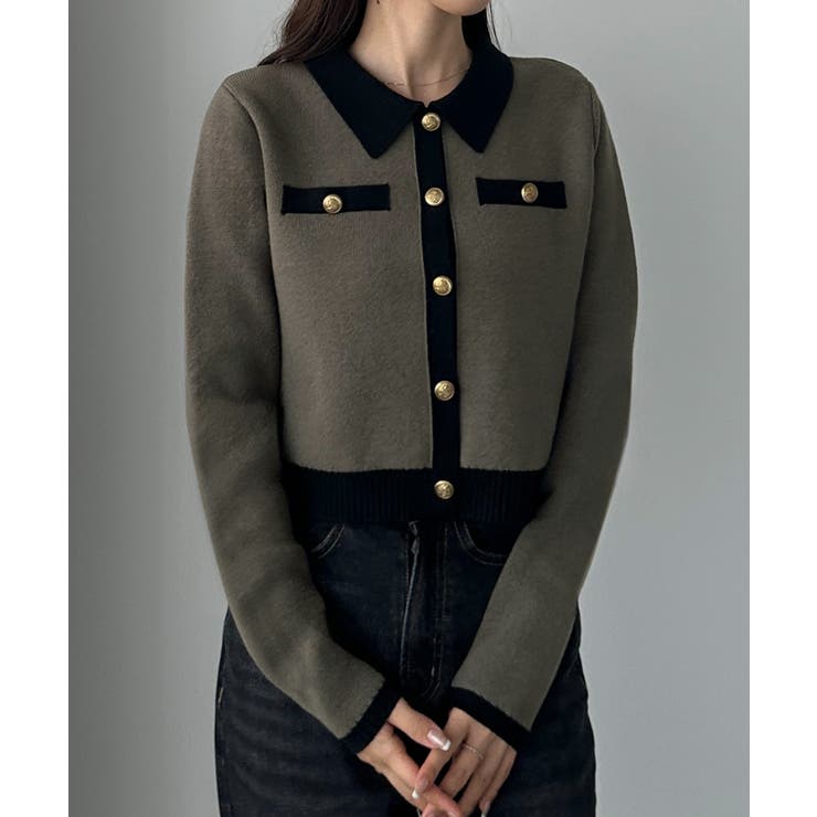 Louere バイカラー襟付きニットカーディガン | Louere | 詳細画像12 