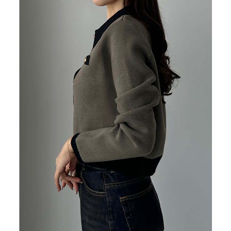 Louere バイカラー襟付きニットカーディガン | Louere | 詳細画像14 