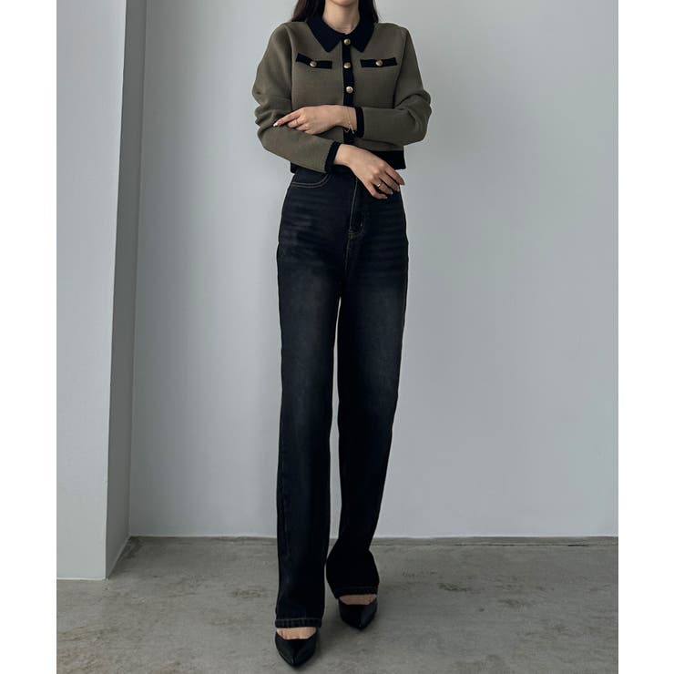 Louere バイカラー襟付きニットカーディガン | Louere | 詳細画像16 