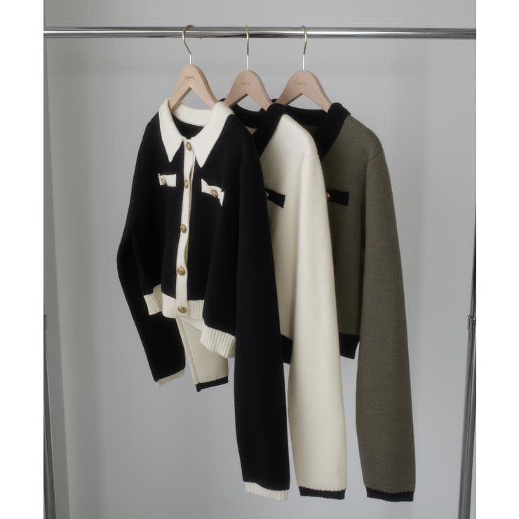 Louere バイカラー襟付きニットカーディガン | Louere | 詳細画像17 