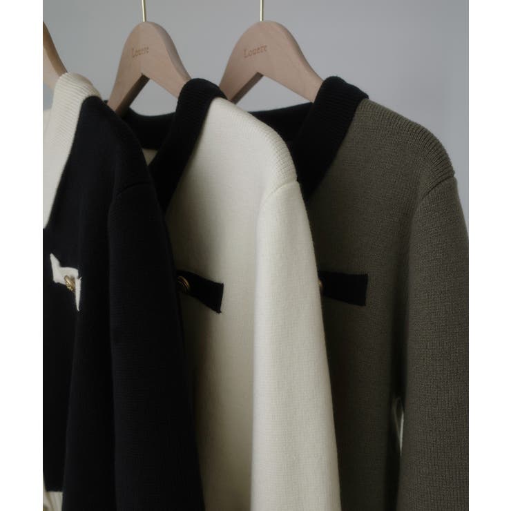 Louere バイカラー襟付きニットカーディガン | Louere | 詳細画像18 