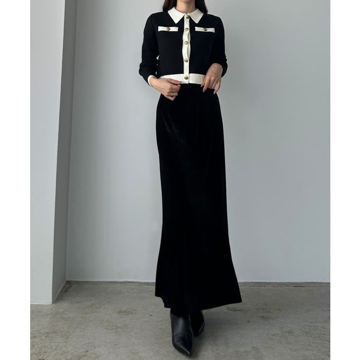 Louere バイカラー襟付きニットカーディガン | Louere | 詳細画像6 