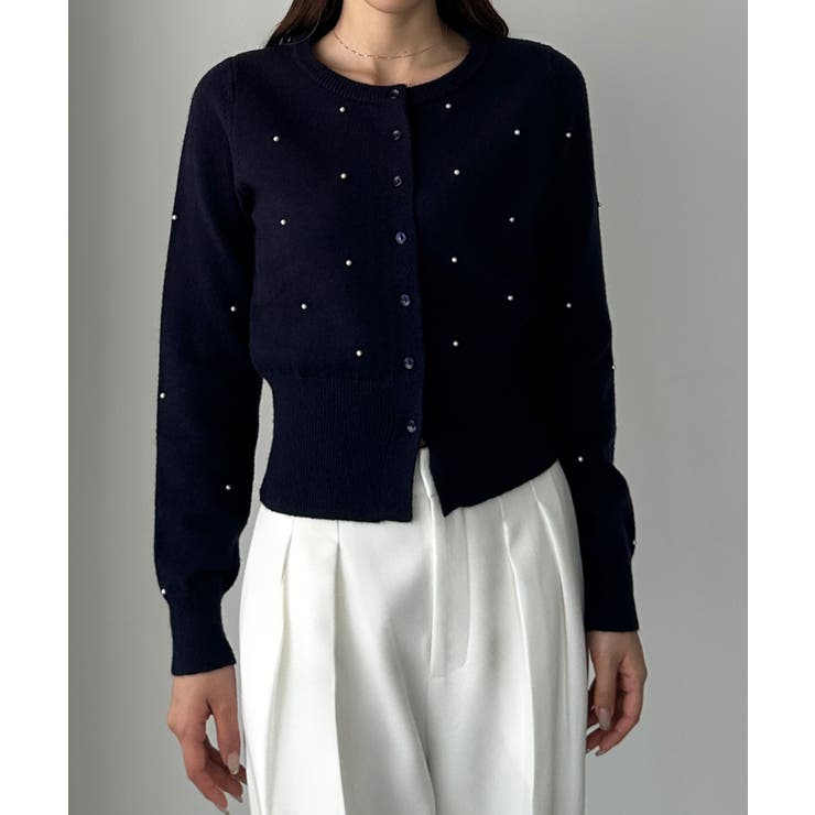 Louere ランダムパールウエストシェイプニットカーディガン | Louere | 詳細画像10 