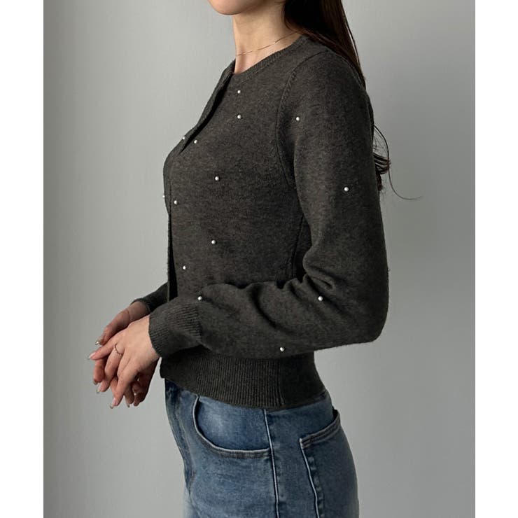 Louere ランダムパールウエストシェイプニットカーディガン | Louere | 詳細画像15 