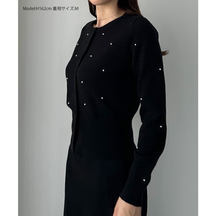 Louere ランダムパールウエストシェイプニットカーディガン | Louere | 詳細画像2 