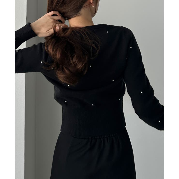 Louere ランダムパールウエストシェイプニットカーディガン | Louere | 詳細画像4 