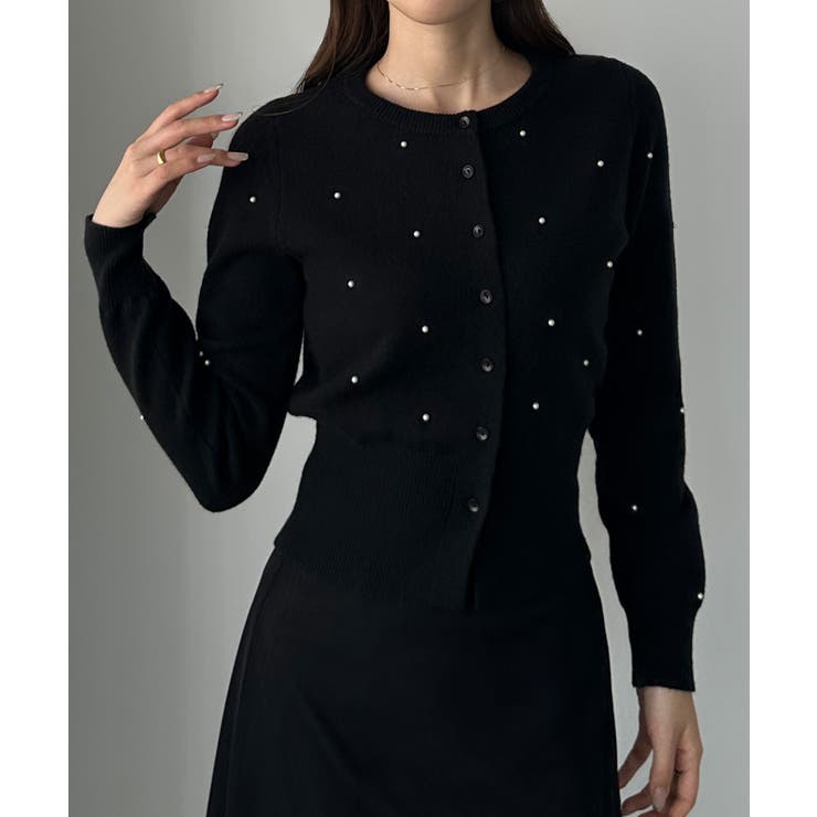 Louere ランダムパールウエストシェイプニットカーディガン | Louere | 詳細画像5 