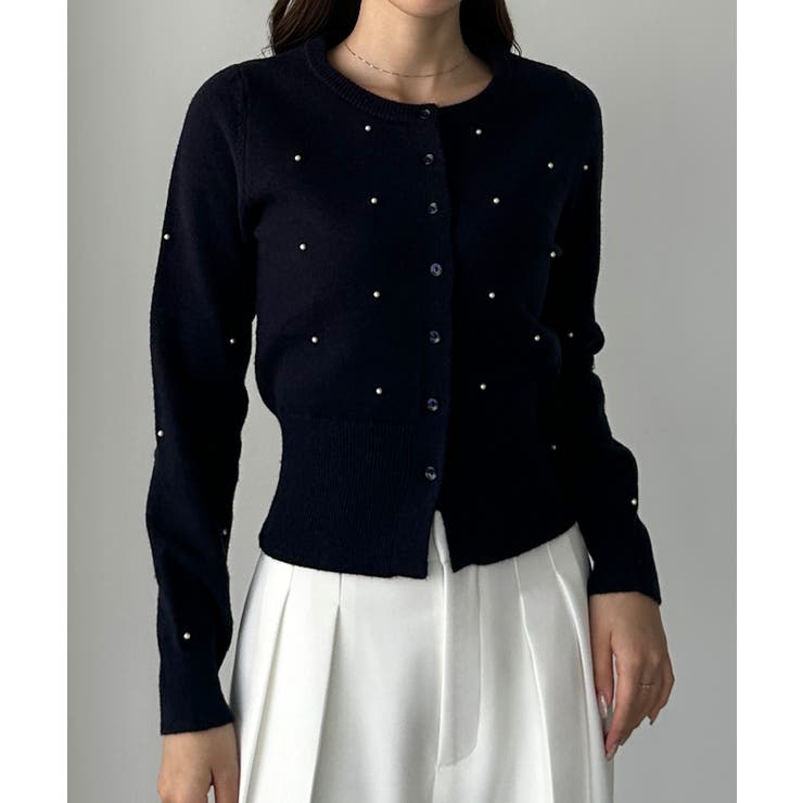 Louere ランダムパールウエストシェイプニットカーディガン | Louere | 詳細画像7 