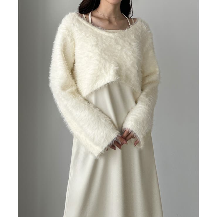 Louere シャギーショートニット＋セミフレアキャミワンピースSET | Louere | 詳細画像10 