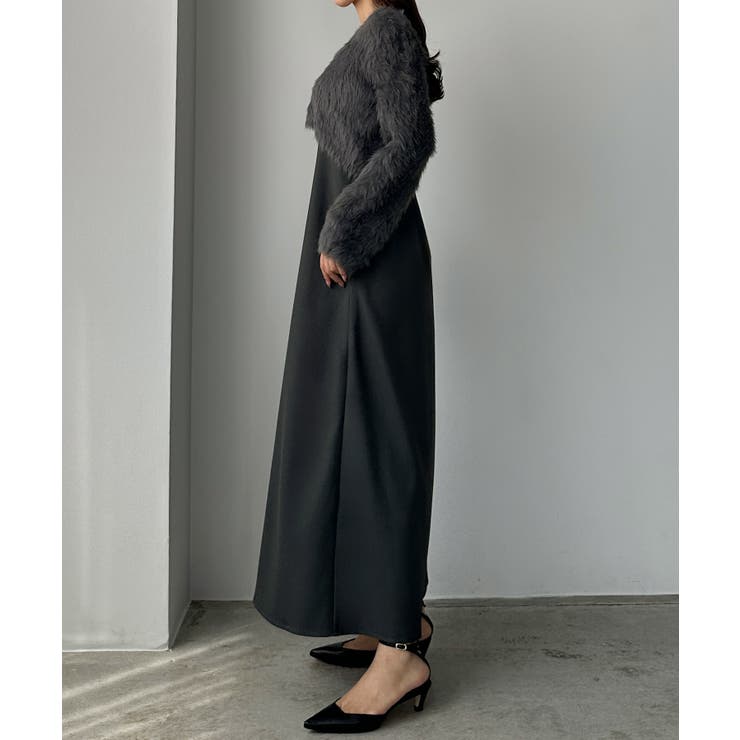 Louere シャギーショートニット＋セミフレアキャミワンピースSET | Louere | 詳細画像26 