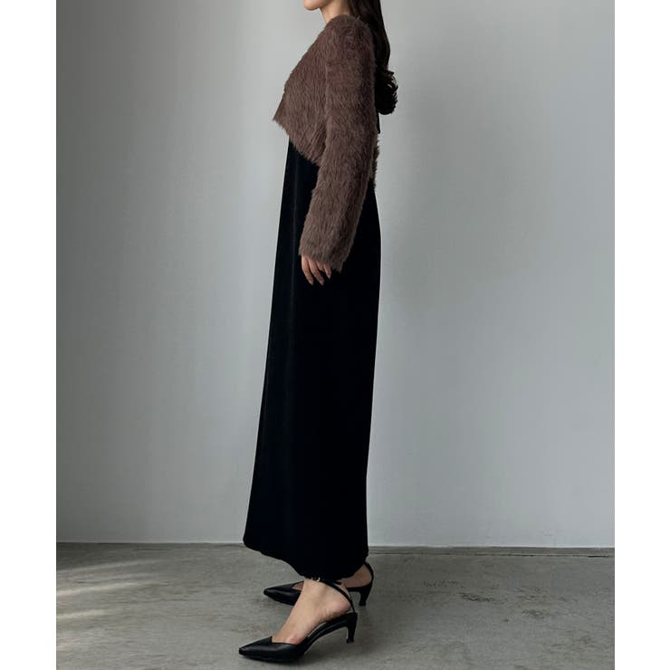 Louere シャギーショートニット＋セミフレアキャミワンピースSET | Louere | 詳細画像31 