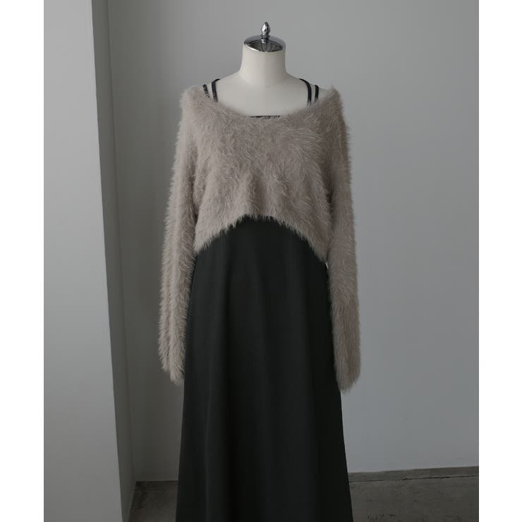 Louere シャギーショートニット＋セミフレアキャミワンピースSET | Louere | 詳細画像34 