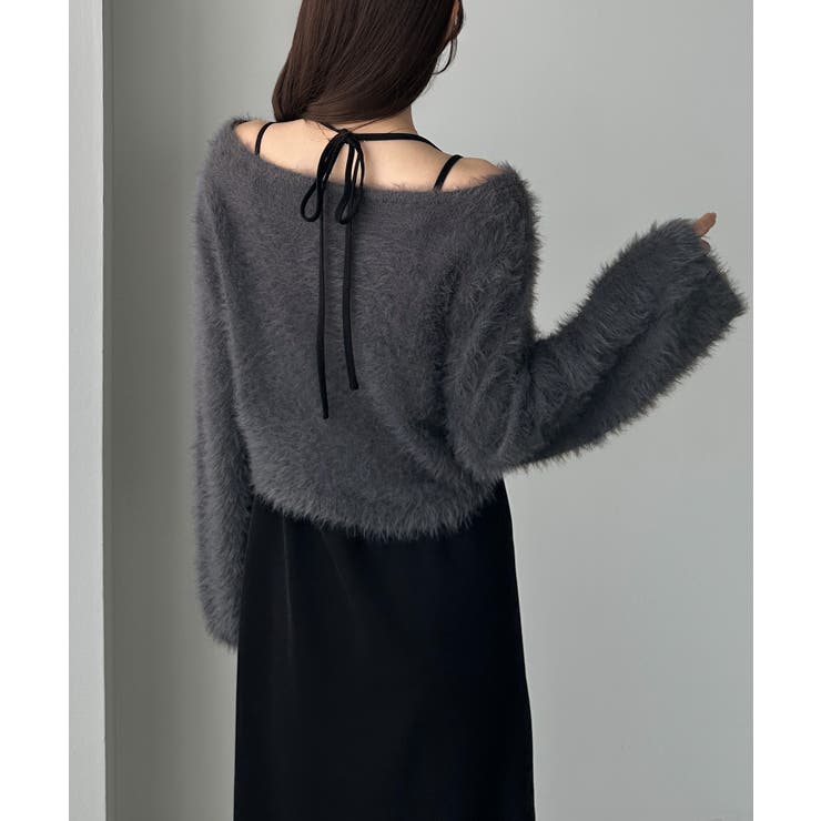 Louere シャギーショートニット＋セミフレアキャミワンピースSET | Louere | 詳細画像4 