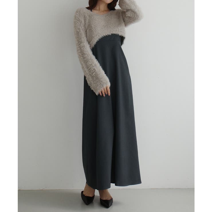 Louere シャギーショートニット＋セミフレアキャミワンピースSET | Louere | 詳細画像40 