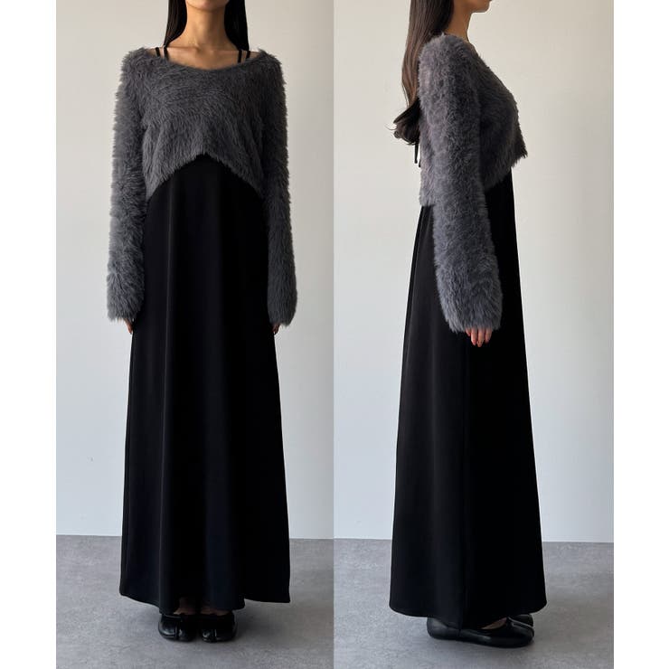 Louere シャギーショートニット＋セミフレアキャミワンピースSET | Louere | 詳細画像43 