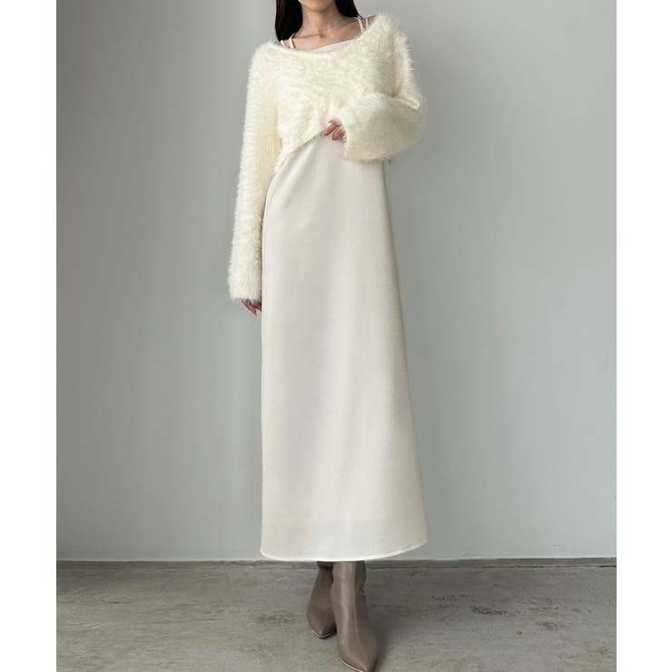 Louere シャギーショートニット＋セミフレアキャミワンピースSET | Louere | 詳細画像7 