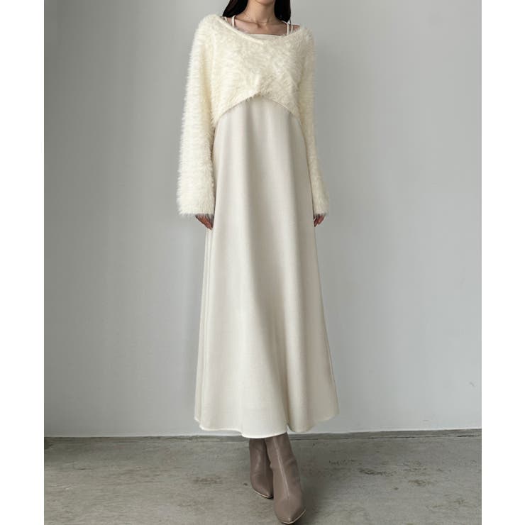 Louere シャギーショートニット＋セミフレアキャミワンピースSET | Louere | 詳細画像8 