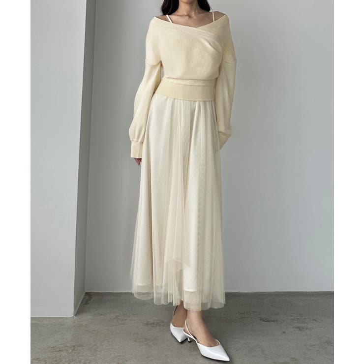 Louere カシュクールニット＋ラッフルチュールキャミワンピースSET | Louere | 詳細画像11 