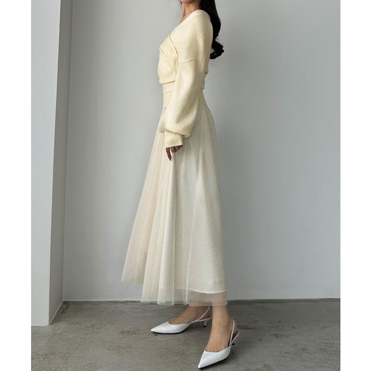 Louere カシュクールニット＋ラッフルチュールキャミワンピースSET | Louere | 詳細画像12 