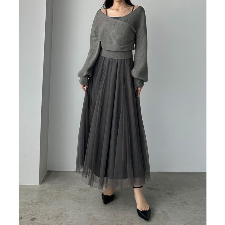 Louere カシュクールニット＋ラッフルチュールキャミワンピースSET | Louere | 詳細画像15 