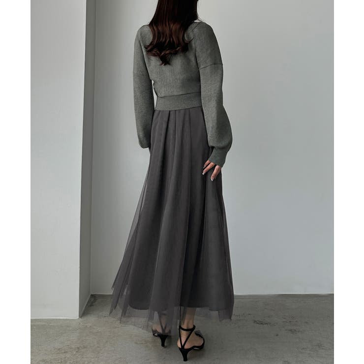 Louere カシュクールニット＋ラッフルチュールキャミワンピースSET | Louere | 詳細画像18 