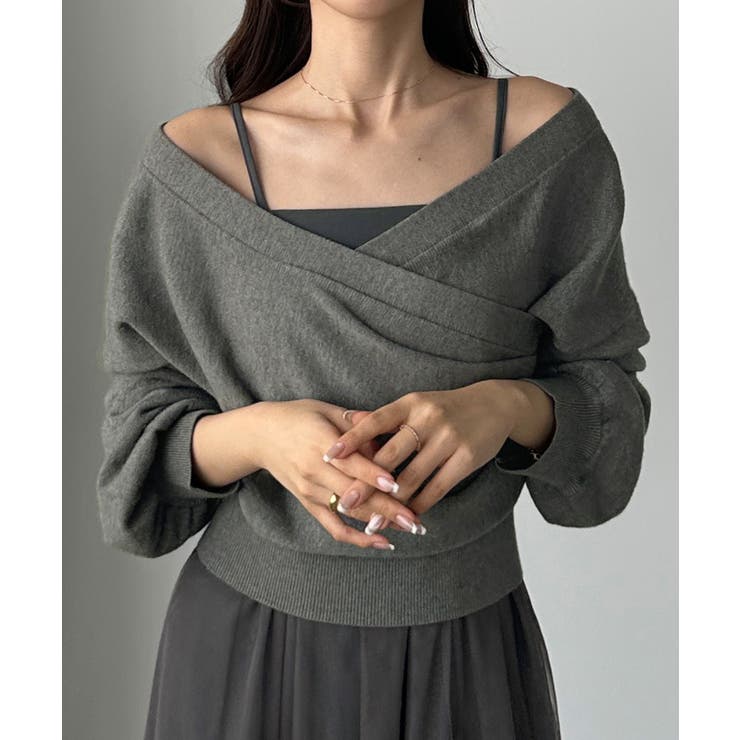 Louere カシュクールニット＋ラッフルチュールキャミワンピースSET | Louere | 詳細画像19 