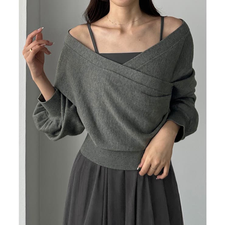 Louere カシュクールニット＋ラッフルチュールキャミワンピースSET | Louere | 詳細画像20 