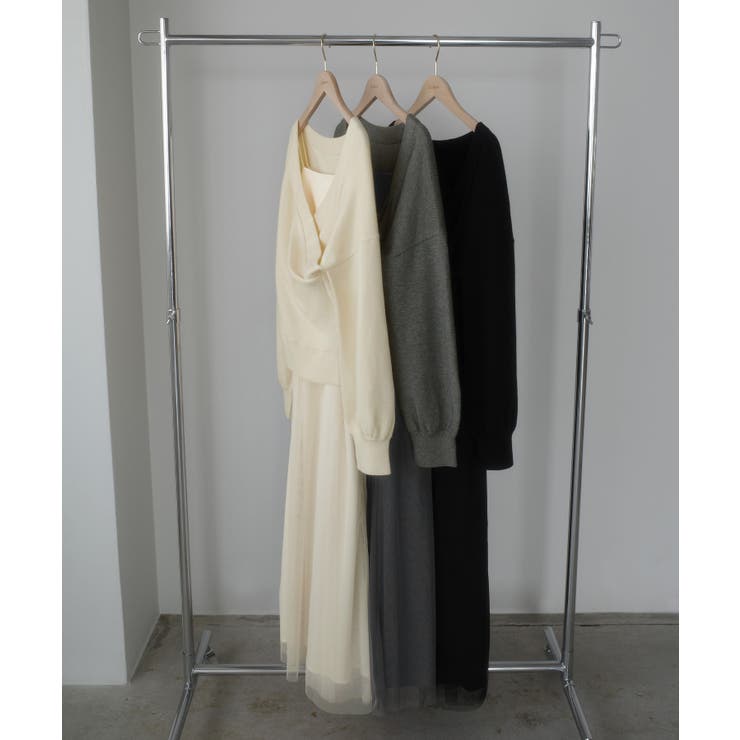 Louere カシュクールニット＋ラッフルチュールキャミワンピースSET | Louere | 詳細画像21 