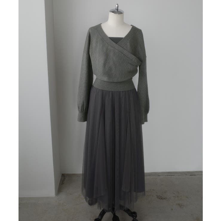 Louere カシュクールニット＋ラッフルチュールキャミワンピースSET | Louere | 詳細画像23 