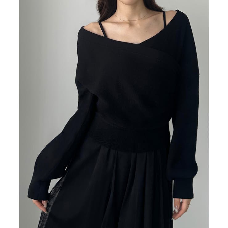 Louere カシュクールニット＋ラッフルチュールキャミワンピースSET | Louere | 詳細画像4 