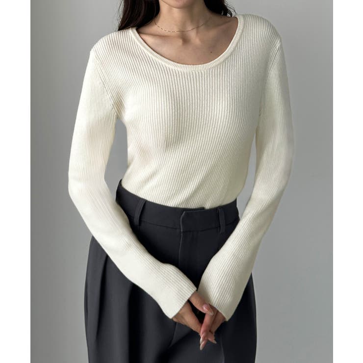 Louere 薄手前後2wayUネックリブニット | Louere | 詳細画像10 