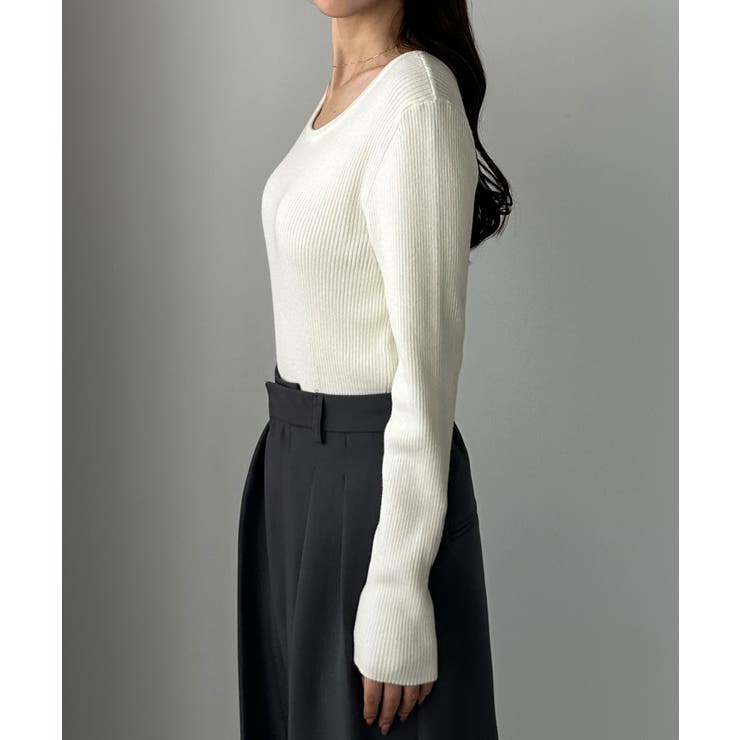 Louere 薄手前後2wayUネックリブニット | Louere | 詳細画像12 