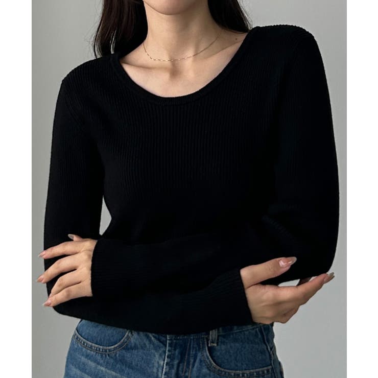 Louere 薄手前後2wayUネックリブニット | Louere | 詳細画像4 