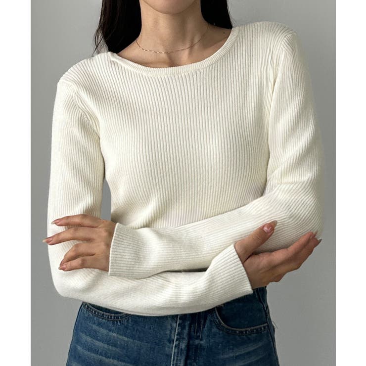 Louere 薄手前後2wayUネックリブニット | Louere | 詳細画像7 