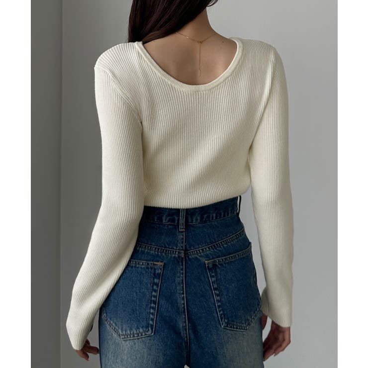 Louere 薄手前後2wayUネックリブニット | Louere | 詳細画像9 