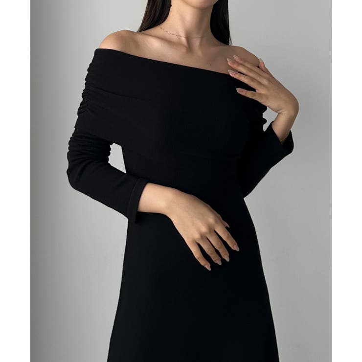 Louere アシメネックフレアニットワンピース | Louere | 詳細画像4 