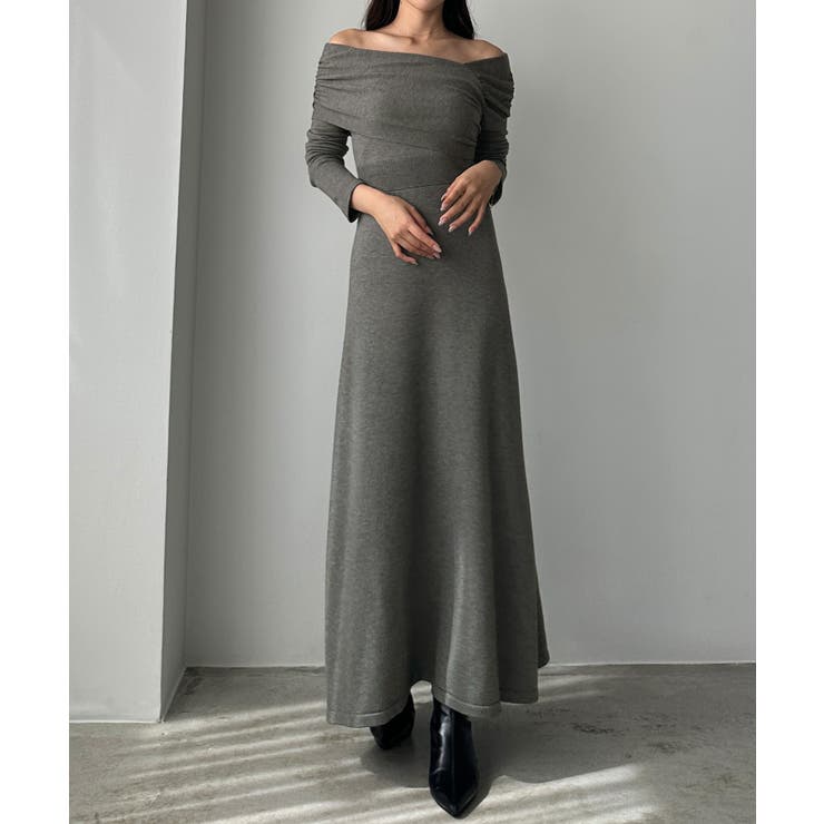 Louere アシメネックフレアニットワンピース | Louere | 詳細画像5 